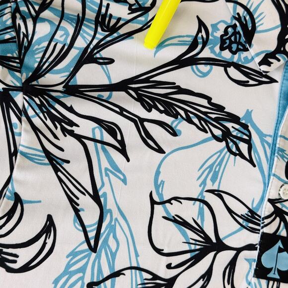 Pins & Aces Polo Shirt Men Large Cabo Blanco Floral Leaf Print Performance Golf - Picture 7 of 8